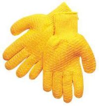 Orange Honeycomb String-Knit Gloves