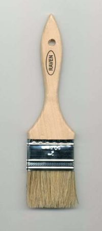 2 inch chip brush with wood handle and solvent-resistant bristles