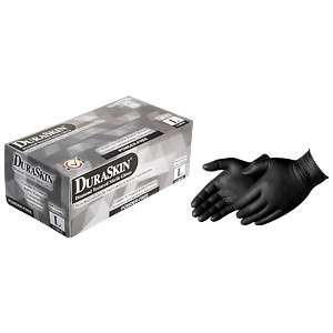 Duraskin 6.4mil Premium Black Disposable Nitrile Gloves with Diamond Grip, Powder-Free
