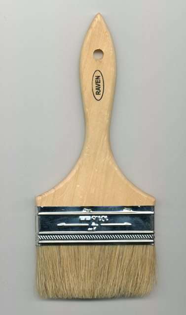 4 inch chip brush with wood handle and solvent-resistant bristles
